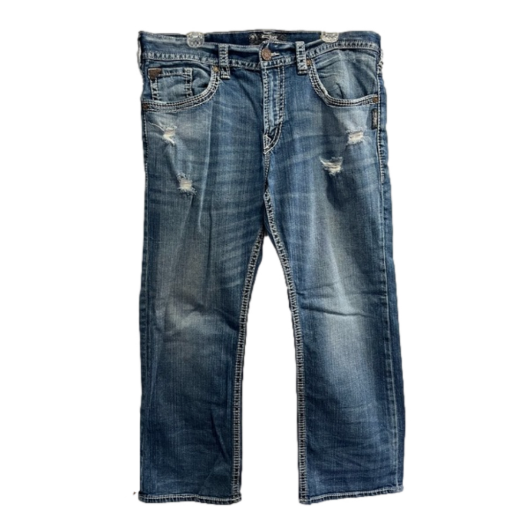 Silver Zac Straight leg distressed EMC denim jeans 36/30